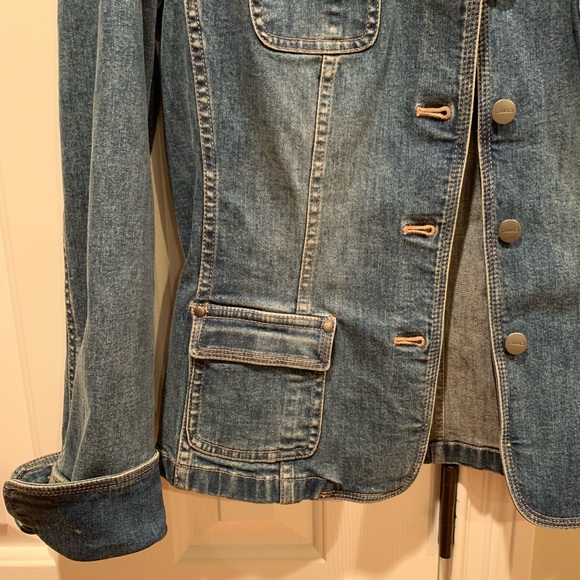 New Tahari Denim Jacket Fitted M $280 - Picture 5 of 8